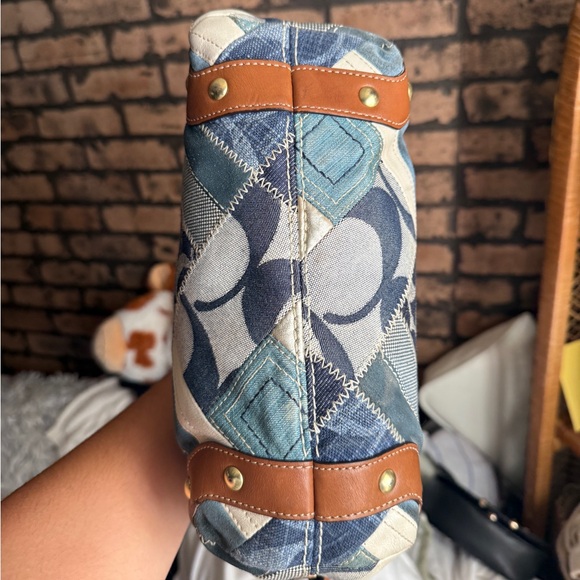 Vintage Y2K Coach Carly Blue Denim Patchwork Shoulder Bag 12215 - Picture 3 of 14